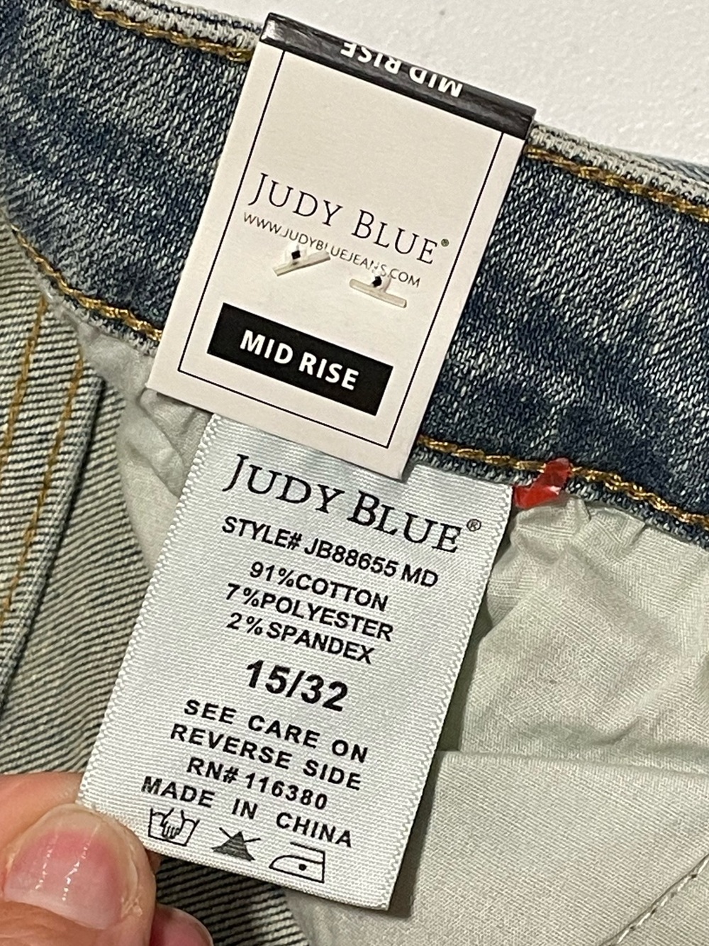 Judy Blue Retro Stretch! Mid Rise Tinted Pin Tack Detail Flare Jeans Sz 15 / 32 - Picture 10 of 16